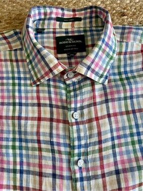 Rodd & Gunn Sports Fit Plaid Linen Shirt Long Sleeve Button Down
